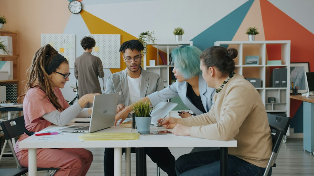 diverse people discussing